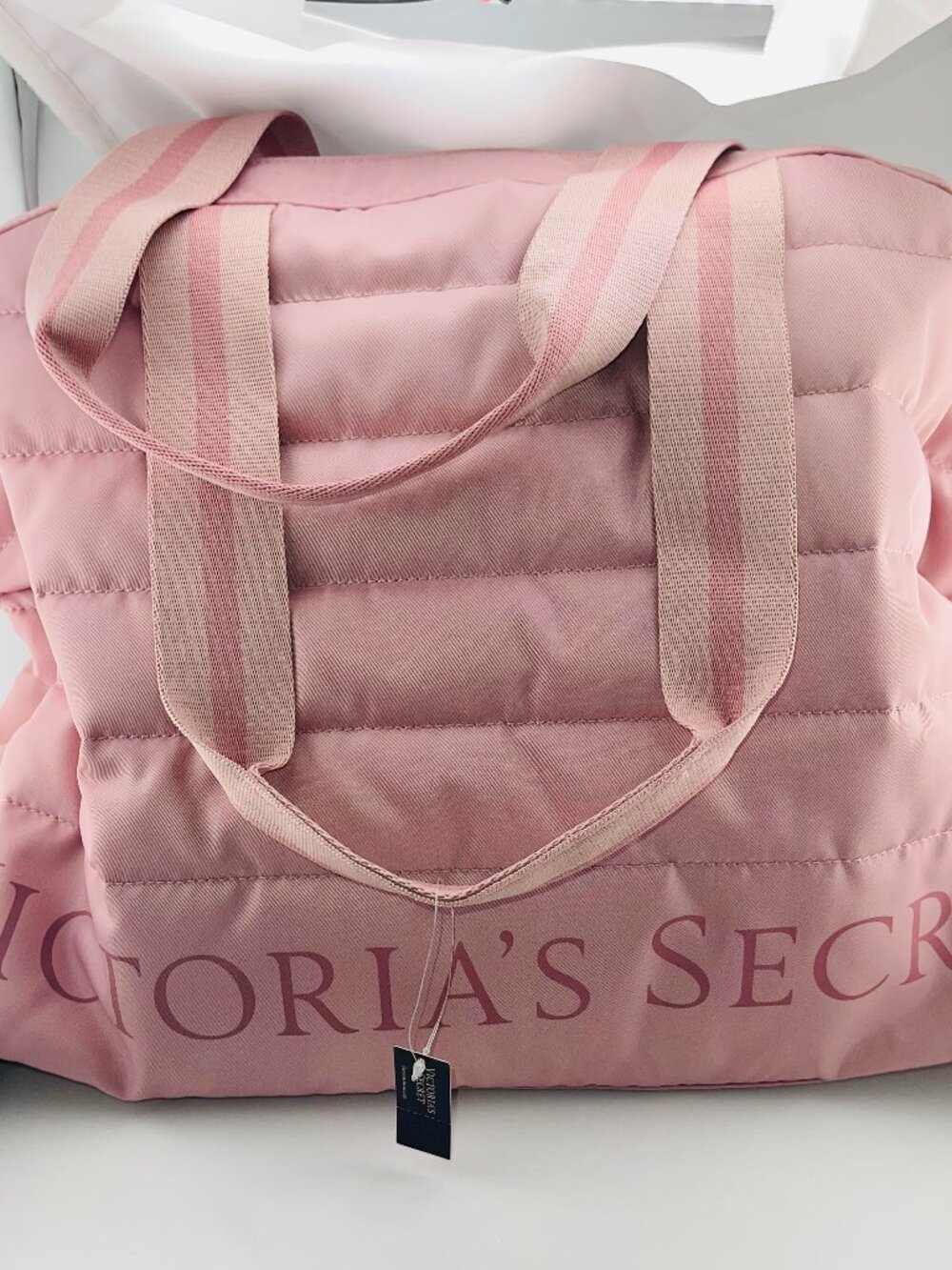 Victoria Secret Quilted Tote Travel Bag NEW with tag Pink